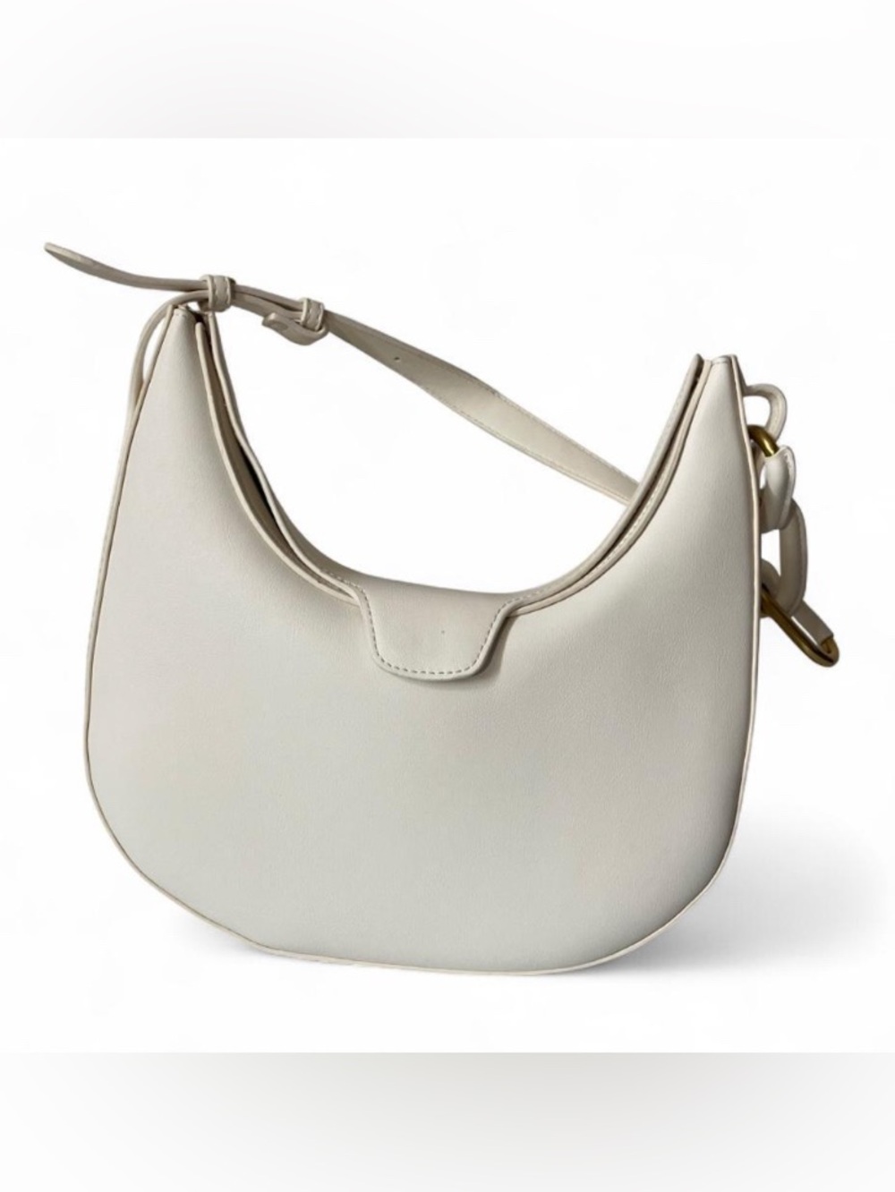 Madison West Ivory Vegan Leather Neutral Minimalist Shoulder Bag Purse - Picture 4 of 12